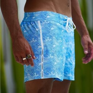 Tucann Make Waves Blue V2 - 3" Swim Trunks - Like New!